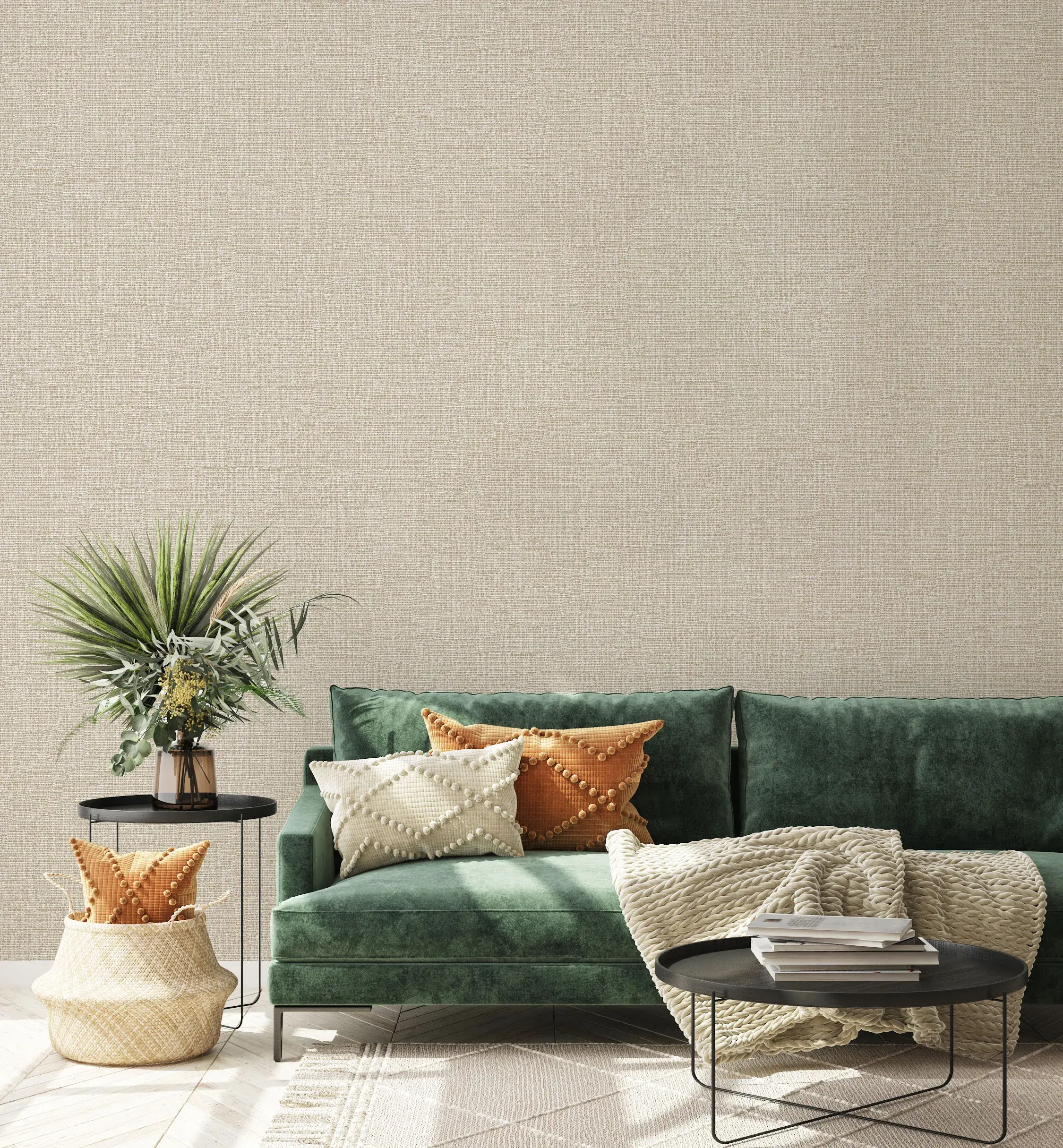 Beige Embossed Wallpaper – Glittering Accents (24110-2)